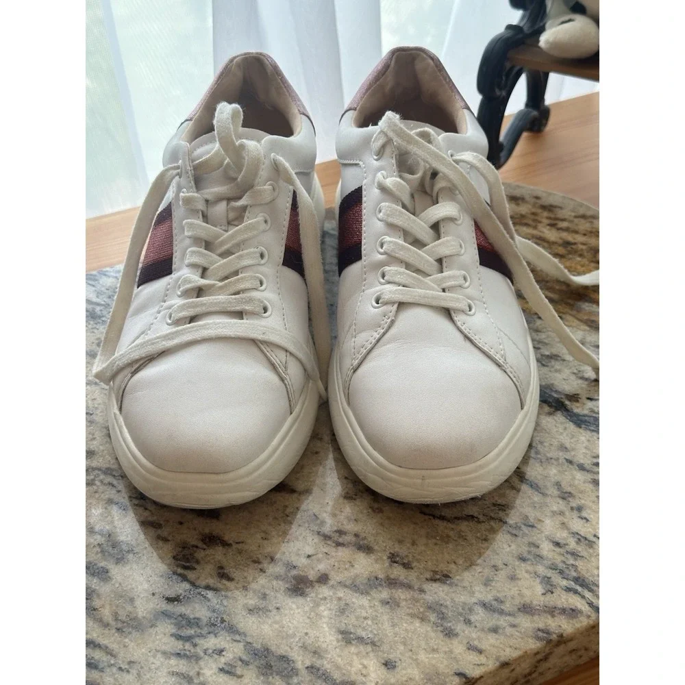 Kate Spade Keswick Glitter Stripe Low-Top Sneakers White Pink Stripe 9.5 - Picture 14 of 15